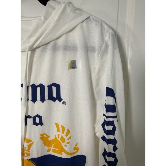 Men’s Corona Long Sleeve Hooded White Tshirt Large NWT - Picture 3 of 9